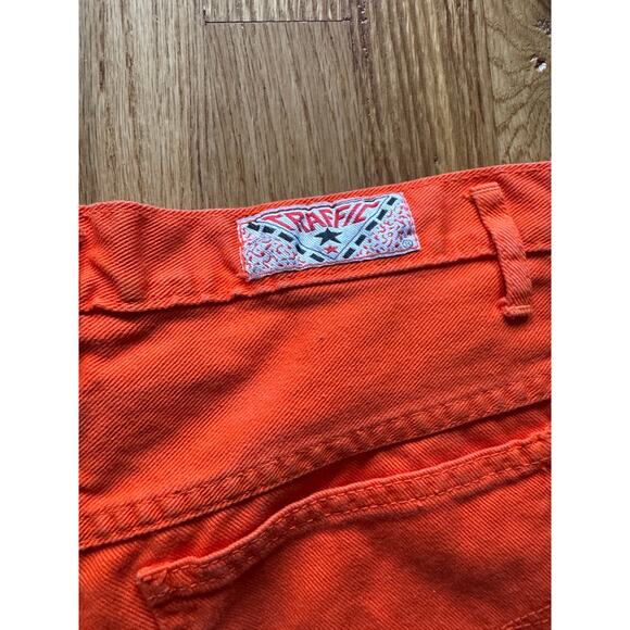 90s Traffic High Waisted Bright Orange Shorts size S - Picture 5 of 7